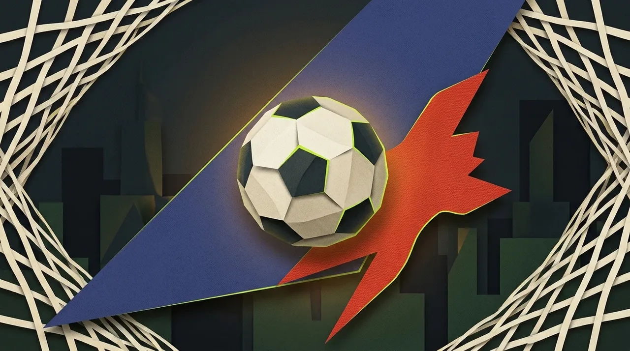 Conceptual football illustration for union / schalke result brief.