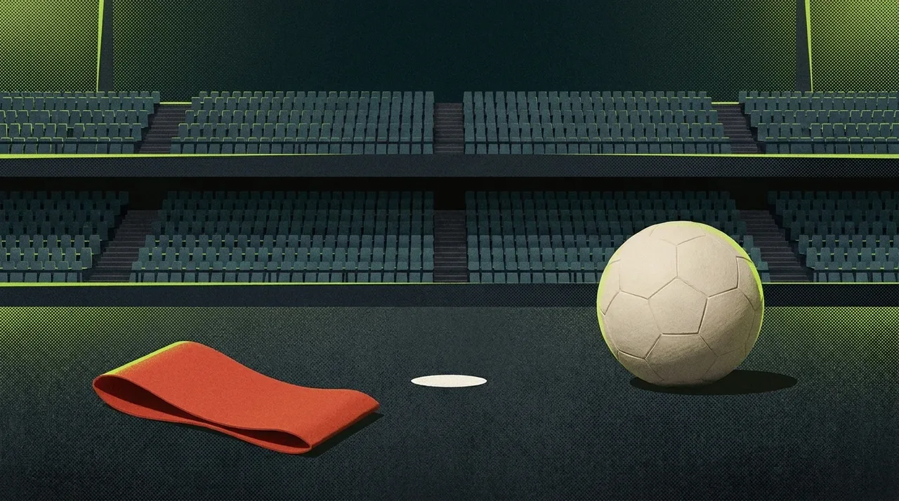 An illustrated football and captain’s armband beside a penalty spot.