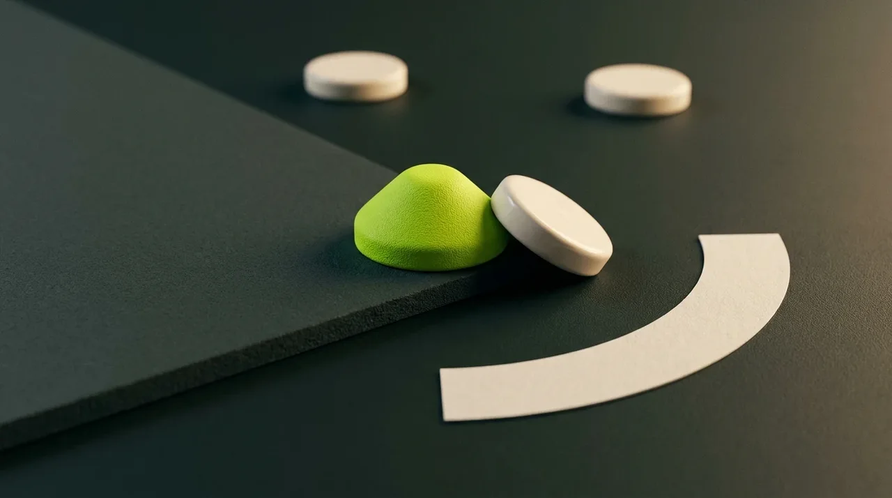 A football marker between two overlapping tactical planes.
